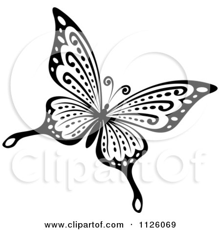 Clipart Of A Black And White Butterfly 27 - Royalty Free Vector Illustration by Vector Tradition SM