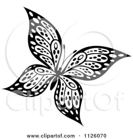 Clipart Of A Black And White Butterfly 28 - Royalty Free Vector Illustration by Vector Tradition SM