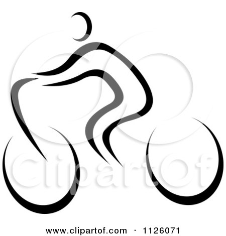 Clipart Of A Black And White Cyclist Athlete - Royalty Free Vector Illustration by Vector Tradition SM