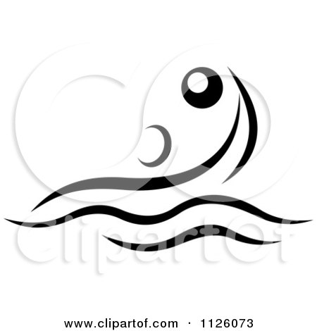 Clipart Of A Black And White Water Polo Athlete - Royalty Free Vector Illustration by Vector Tradition SM