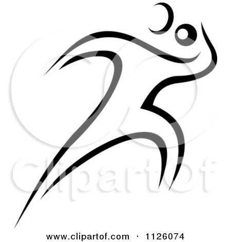 Clipart Of A Black And White Handball Athlete 2 - Royalty Free Vector Illustration by Vector Tradition SM