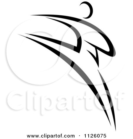 Clipart Of A Black And White Kickboxer Athlete - Royalty Free Vector Illustration by Vector Tradition SM