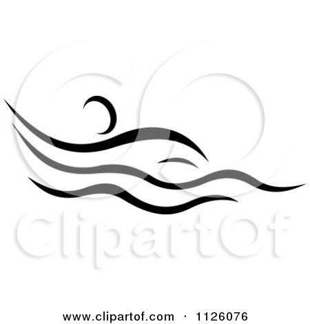 Clipart Of A Black And White Swimmer Athlete - Royalty Free Vector Illustration by Vector Tradition SM