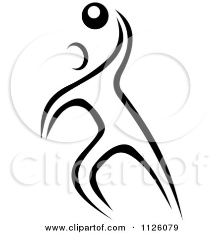 Clipart Of A Black And White Handball Athlete 1 - Royalty Free Vector Illustration by Vector Tradition SM