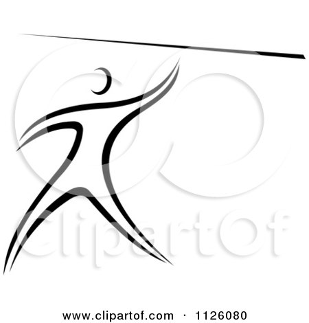 Clipart Of A Black And White Javelin Athlete - Royalty Free Vector Illustration by Vector Tradition SM