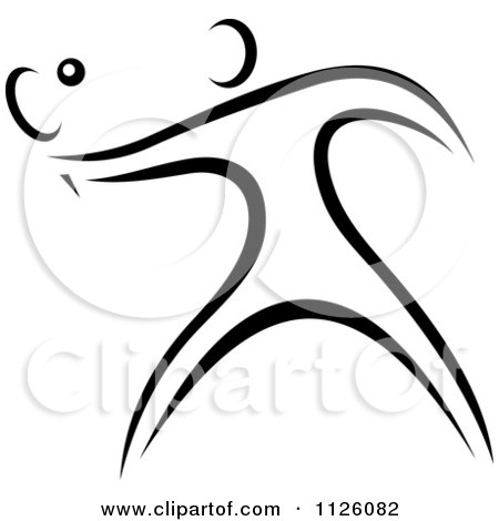 Clipart Of A Black And White Tennis Athlete - Royalty Free Vector Illustration by Vector Tradition SM