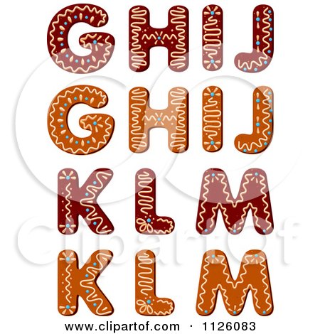 Clipart Of Christmas Gingerbread Cookie Letters G Through M - Royalty Free Vector Illustration by Vector Tradition SM