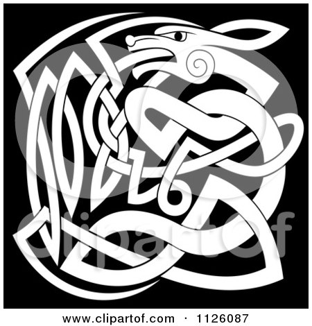 Clipart Of A Black And White Celtic Dog Knot 1 - Royalty Free Vector Illustration by Vector Tradition SM