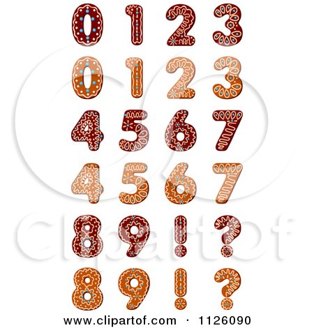Clipart Of Christmas Gingerbread Numbers - Royalty Free Vector Illustration by Vector Tradition SM