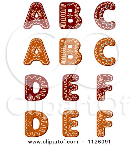 Clipart Of Christmas Gingerbread Cookie Letters A Through F - Royalty Free Vector Illustration by Vector Tradition SM