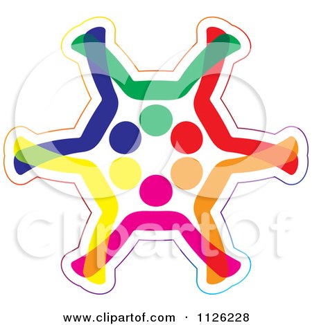 Clipart Of Abstract Colorful Diverse People Forming A Snowflake - Royalty Free Vector Illustration by michaeltravers