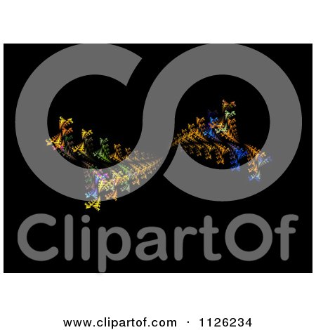 Clipart Of A Colorful Fractal Burst On Black - Royalty Free Illustration by oboy