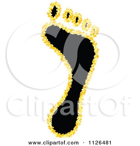 Clipart Of A Black Human Footprint With Yellow Bubbles - Royalty Free Vector Illustration by Andrei Marincas