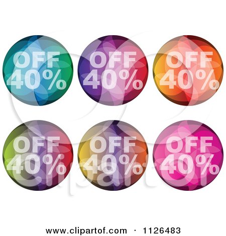 Clipart Of Colorful Forty Percent Off Orb Icons - Royalty Free Vector Illustration by Andrei Marincas