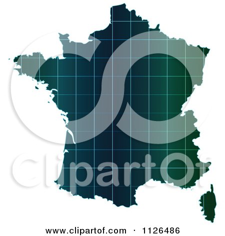Clipart Of A Map Of France With Grid Lines - Royalty Free Vector Illustration by Andrei Marincas