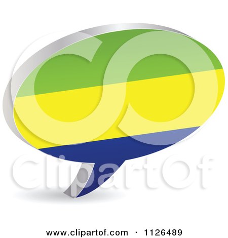 Clipart Of A 3d Gabon Flag Chat Balloon - Royalty Free Vector Illustration by Andrei Marincas
