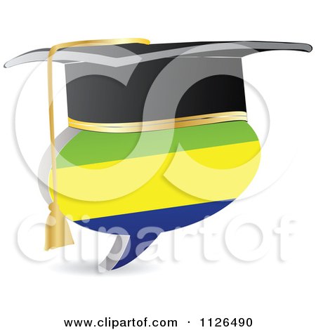 Clipart Of A 3d Graduation Gabon Flag Chat Balloon - Royalty Free Vector Illustration by Andrei Marincas