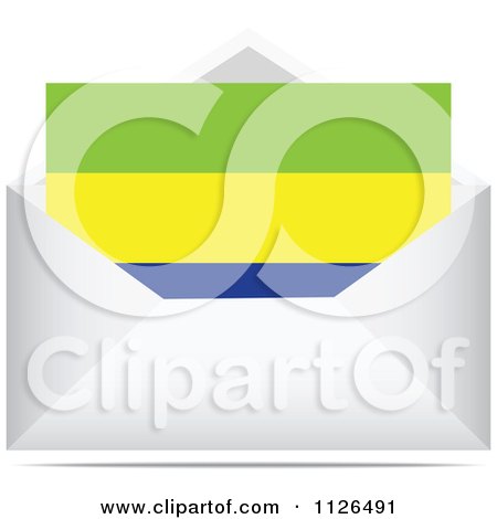 Clipart Of A Gabon Flag Letter In An Envelope - Royalty Free Vector Illustration by Andrei Marincas
