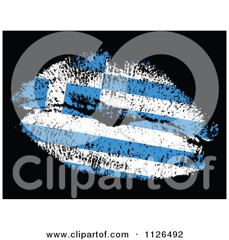 Clipart Of A Greek Flag Kiss On Black - Royalty Free Vector Illustration by Andrei Marincas