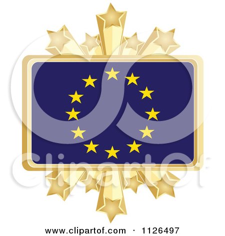 Clipart Of A European Flag With A Golden Stars Frame - Royalty Free Vector Illustration by Andrei Marincas