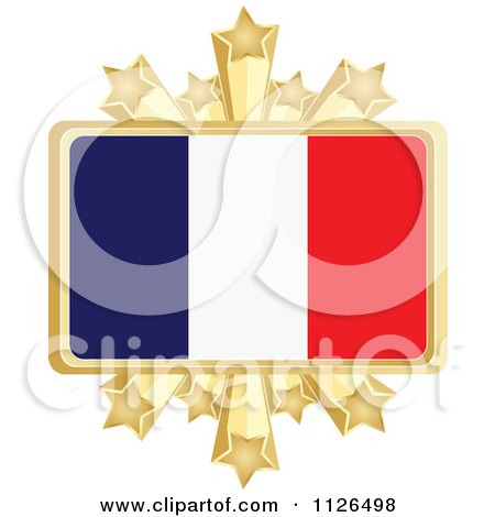 Clipart Of A French Flag With A Golden Stars Frame - Royalty Free Vector Illustration by Andrei Marincas