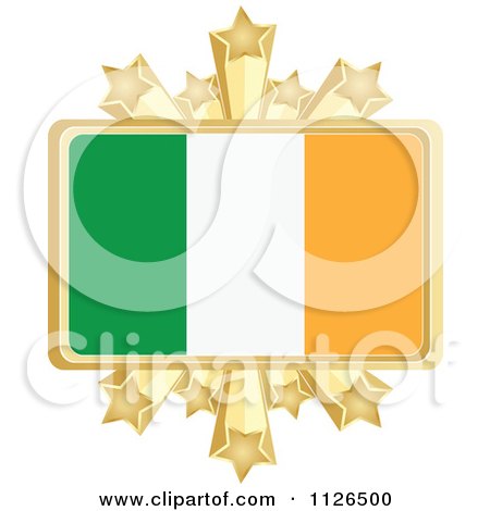 Clipart Of A Irish Flag With A Golden Stars Frame - Royalty Free Vector Illustration by Andrei Marincas