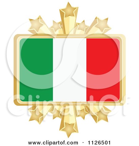 Clipart Of An Italian Flag With A Golden Stars Frame - Royalty Free Vector Illustration by Andrei Marincas