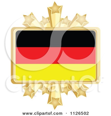 Clipart Of A German Flag With A Golden Stars Frame - Royalty Free Vector Illustration by Andrei Marincas