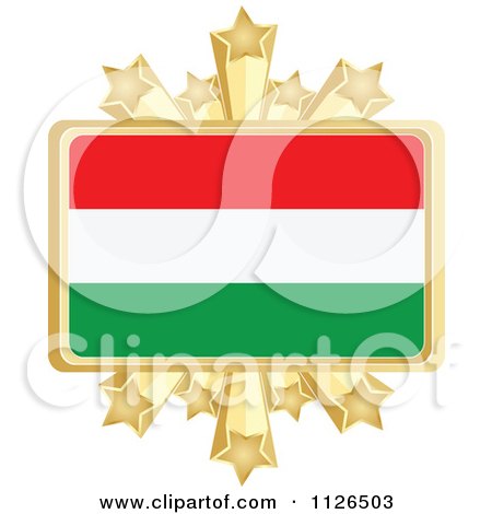 Clipart Of A Hungarian Flag With A Golden Stars Frame - Royalty Free Vector Illustration by Andrei Marincas
