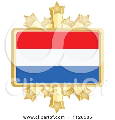 Clipart Of A Luxembourg Flag With A Golden Stars Frame - Royalty Free Vector Illustration by Andrei Marincas