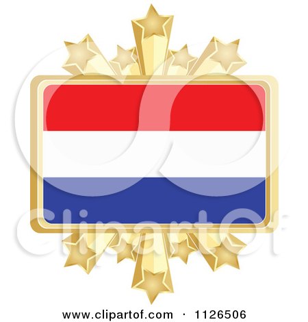 Clipart Of A Netherlands Flag With A Golden Stars Frame - Royalty Free Vector Illustration by Andrei Marincas
