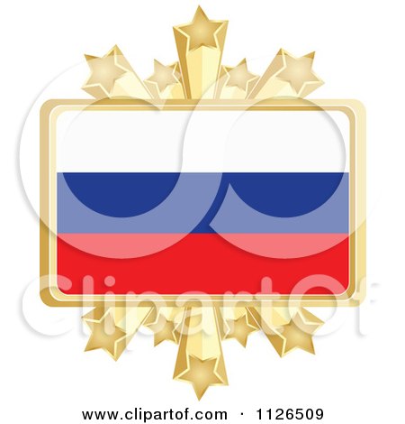 Clipart Of A Russian Flag With A Golden Stars Frame - Royalty Free Vector Illustration by Andrei Marincas