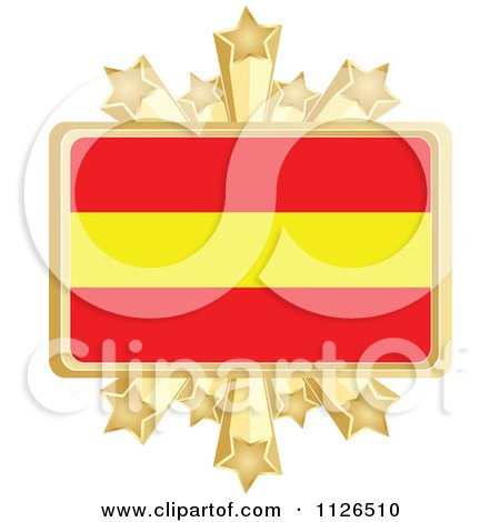 Clipart Of A Spanish Flag With A Golden Stars Frame - Royalty Free Vector Illustration by Andrei Marincas