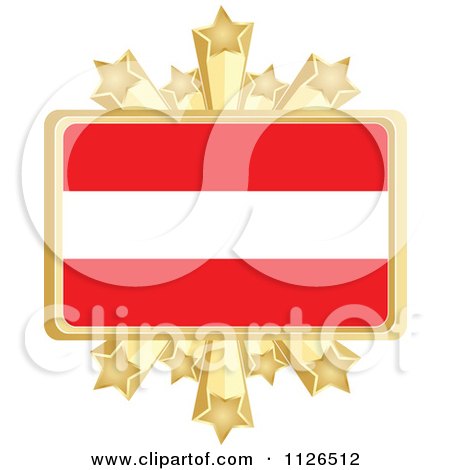 Clipart Of An Austrian Flag With A Golden Stars Frame - Royalty Free Vector Illustration by Andrei Marincas