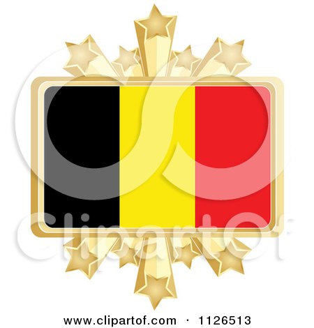 Clipart Of A Belgium Flag With A Golden Stars Frame - Royalty Free Vector Illustration by Andrei Marincas