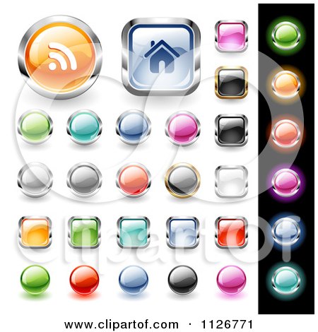 Clipart Of 3d Colorful Website Icon Button Design Elements - Royalty Free Vector Illustration by TA Images