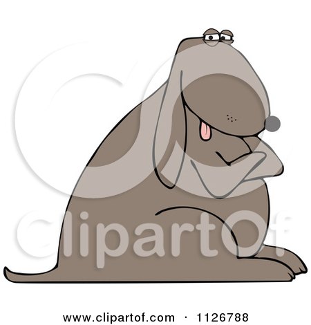 Cartoon Of A Stubborn Dog With Folded Arms - Royalty Free Vector Clipart by djart
