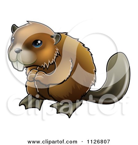 Clipart Of A Happy Blue Eyed Beaver - Royalty Free Vector Illustration by AtStockIllustration