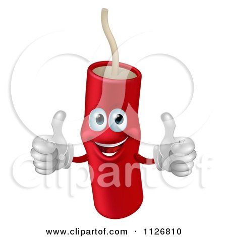 Clipart Of A Happy Dynamite Mascot Holding Two Thumbs Up - Royalty Free Vector Illustration by AtStockIllustration