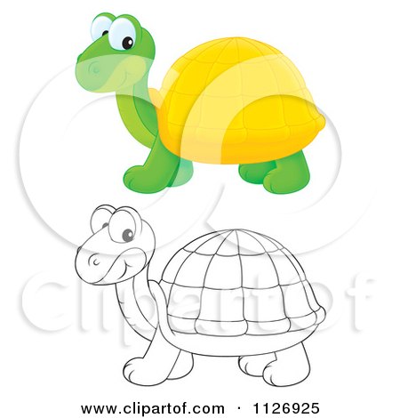 Cartoon Of Colored And Outlined Tortoises - Royalty Free Clipart by Alex Bannykh