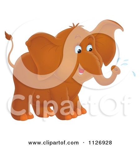 Cartoon Of Colored And Outlined Elephants Squirting From Their Trunks - Royalty Free Clipart by Alex Bannykh
