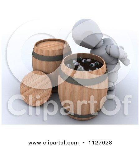 Clipart Of A 3d Halloween White Character Bobbing For Eyeballs - Royalty Free CGI Illustration by KJ Pargeter