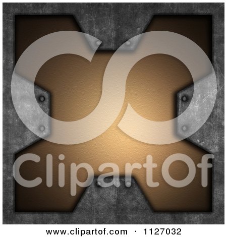 Clipart Of A Metal Frame Around A Leather Cross - Royalty Free CGI Illustration by KJ Pargeter