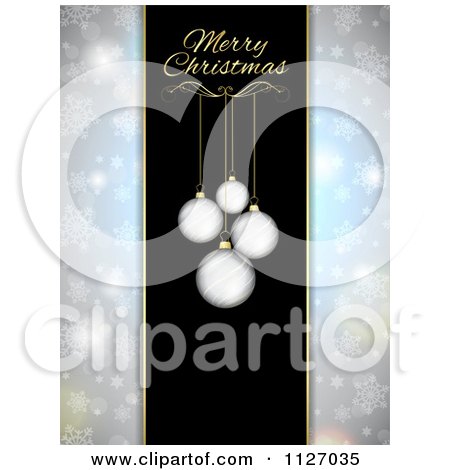 Clipart Of A Christmas Menu Cover With Ornaments And Text And Snowflake Sides - Royalty Free Vector Illustration by KJ Pargeter