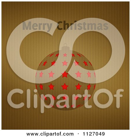 Clipart Of A Merry Christmas Greeting And Starry Bauble On Corrugated Cardboard - Royalty Free Illustration by elaineitalia