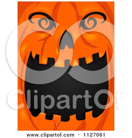 Cartoon Of An Open Mouthed Jackolantern Halloween Pumpkin - Royalty Free Vector Clipart by BNP Design Studio