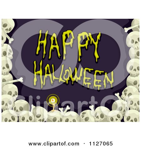 Cartoon Of A Border Of Skulls Around Happy Halloween Text - Royalty Free Vector Clipart by BNP Design Studio
