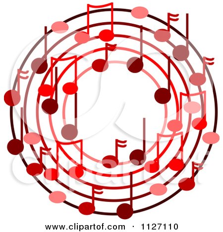 Cartoon Of A Ring Or Wreath Of Red Music Notes - Royalty Free Vector Clipart by djart