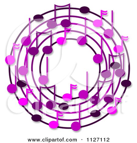 Cartoon Of A Ring Or Wreath Of Purple Music Notes With Shadows - Royalty Free Clipart by djart
