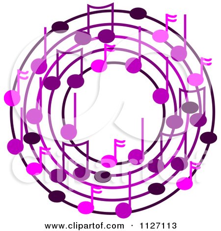 Cartoon Of A Ring Or Wreath Of Purple Music Notes - Royalty Free Vector Clipart by djart